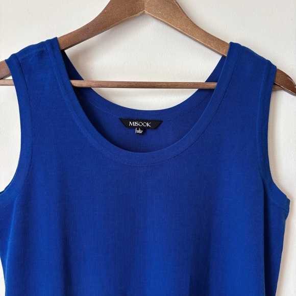 Misook Double Scoop Neck Tank Top Large Blue - Picture 2 of 7
